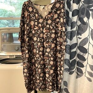 J Jill Floral Shift Dress XL V Neck dolman style Sleeves
